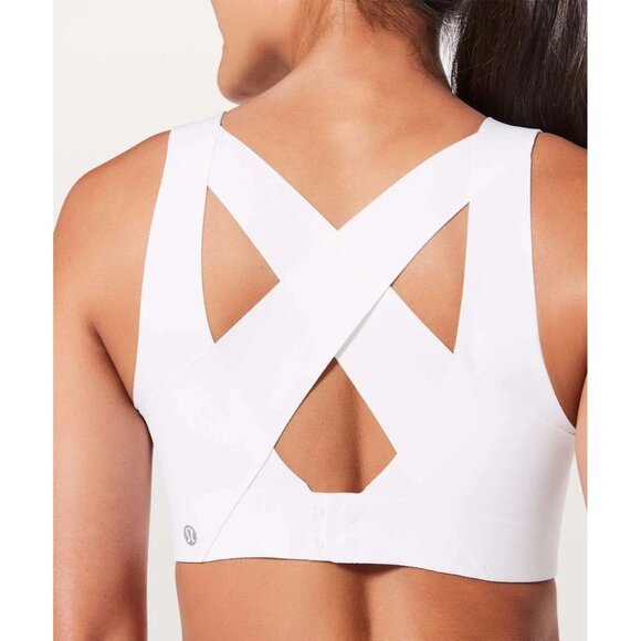 Lululemon Women's Beige Cross-Back Sports Bra With Zip Closure Size 36DD 2593 - Picture 6 of 13